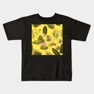 Yellow hawaiian tropical pattern Kids T-Shirt